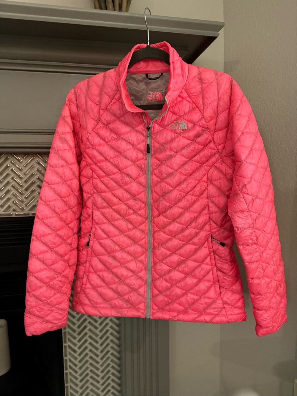 The North Face Women's Coral Pink Quilted Puffer Jacket
